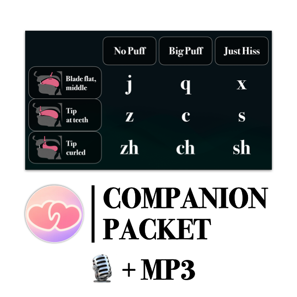 Companion Packet for Tricky Sounds j q x z c s zh ch sh r + mp3