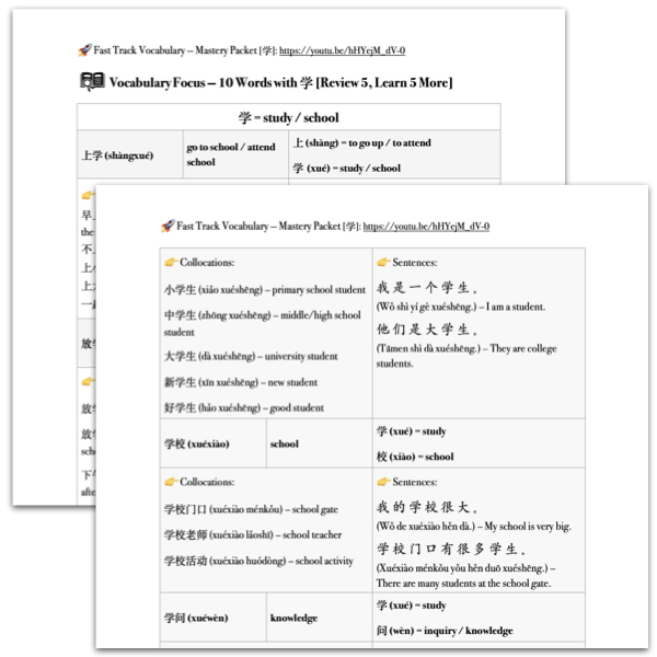 Mastery Packet for Fast Track Vocabulary [学]