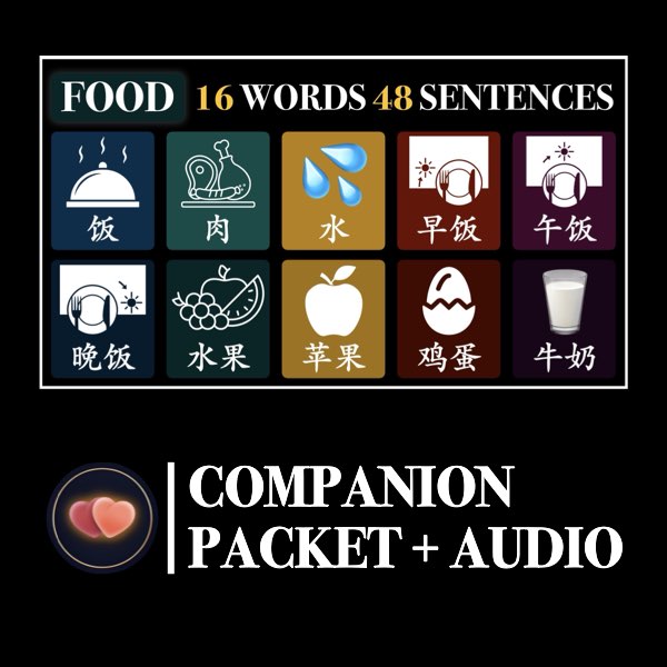 HSK 1 Food Words to Sentences Companion Packet + Audio MP3