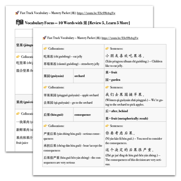 Mastery Packet for Fast Track Vocabulary [果]