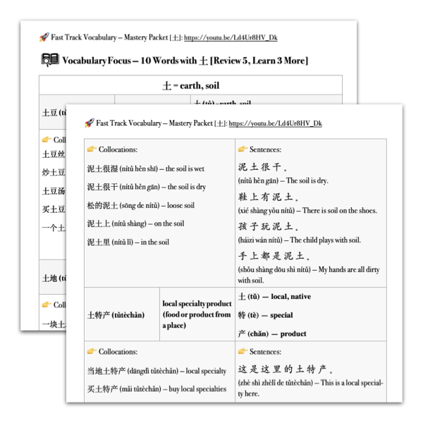 Mastery Packet for Fast Track Vocabulary [土]