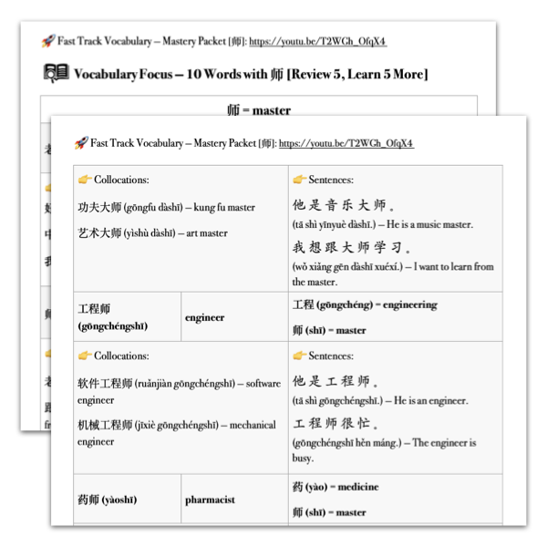 Mastery Packet for Fast Track Vocabulary [师]