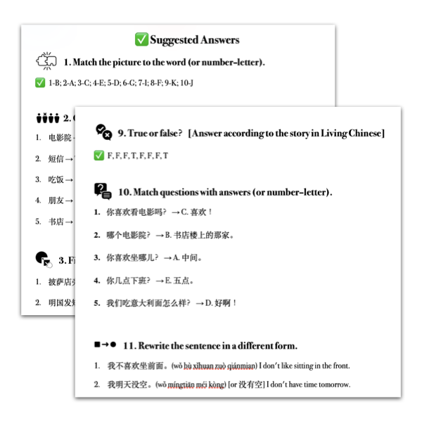 Mastery Packet for [Living Chinese] Ep. 10